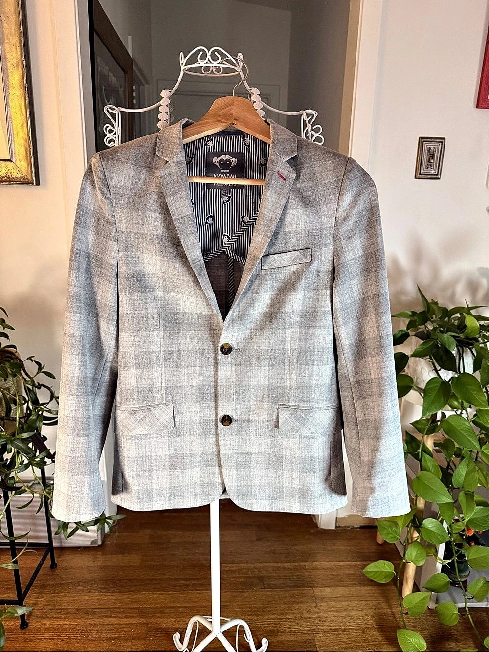 Appaman Boys Size 14 Gray Plaid Two-Piece Suit | Blazer & Dress Pants